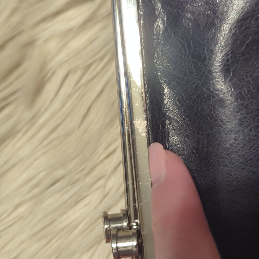 HOBO International Lauren Black Leather Double Frame Clutch Bag Purse - Picture 9 of 9